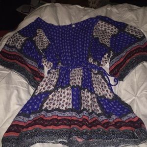 Patched bell sleeve dress